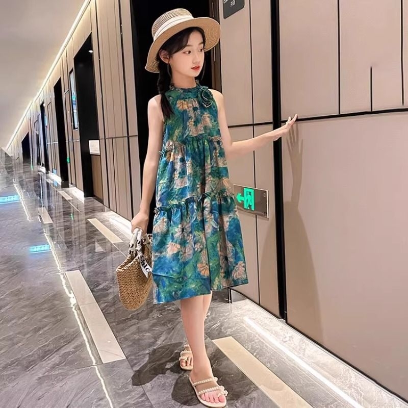 小女孩子夏装裙子女童夏季连衣裙中大童薄款透气沙滩裙洋气公主裙