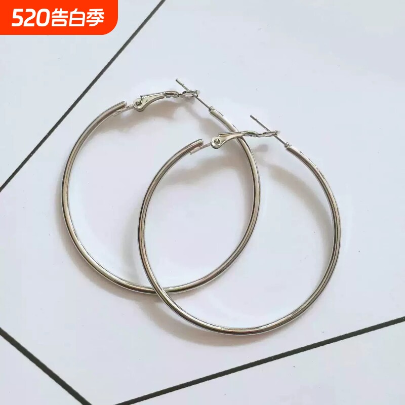 简约极简欧美街拍大圆形圆圈耳圈显脸小韩国气质耳环