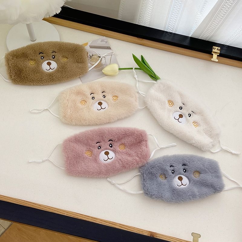 冬季毛绒口罩户外可爱卡通仿兔毛