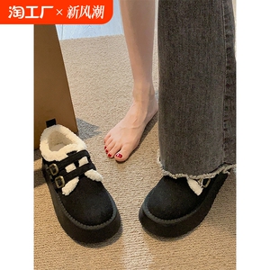 百搭超火棉鞋女款2024秋季新款小个子厚底保暖洋气雪地靴子ins潮