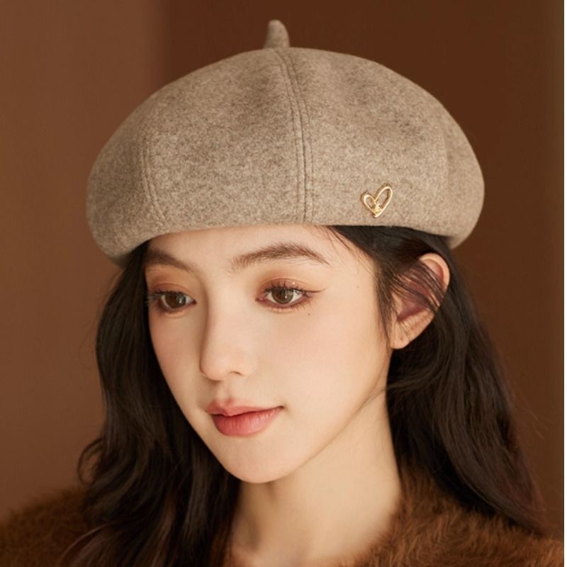 百搭店羊毛呢大头围贝雷帽新款韩版保暖画家帽灰色黑色八角卡其色