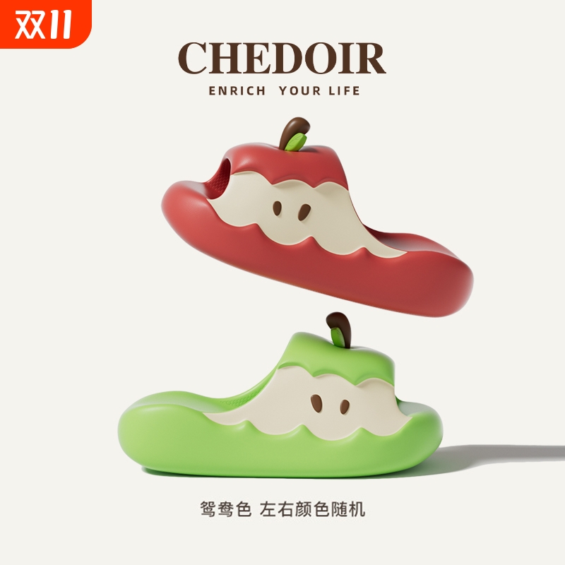 CHEDOIR苹果拖鞋女夏季鸳鸯色可爱家居情侣EVA凉拖厚底外穿男防滑