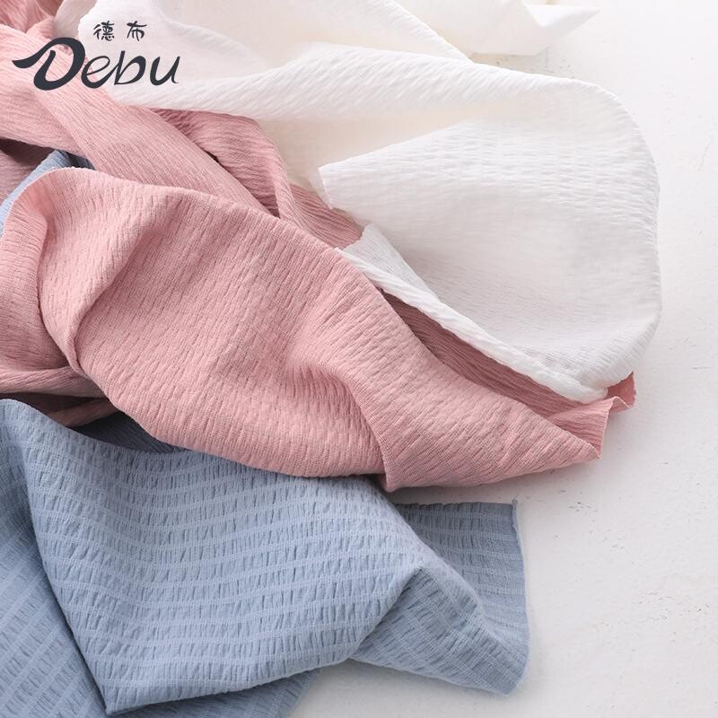 纯棉A类夏季薄款宝宝衣服针织布料有弹力缩皱皱巴的面料透气亲肤