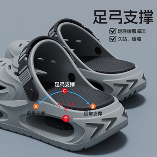 潮流EVA洞洞鞋男款防滑耐磨软底凉鞋半拖情侣户外运动休闲沙滩鞋