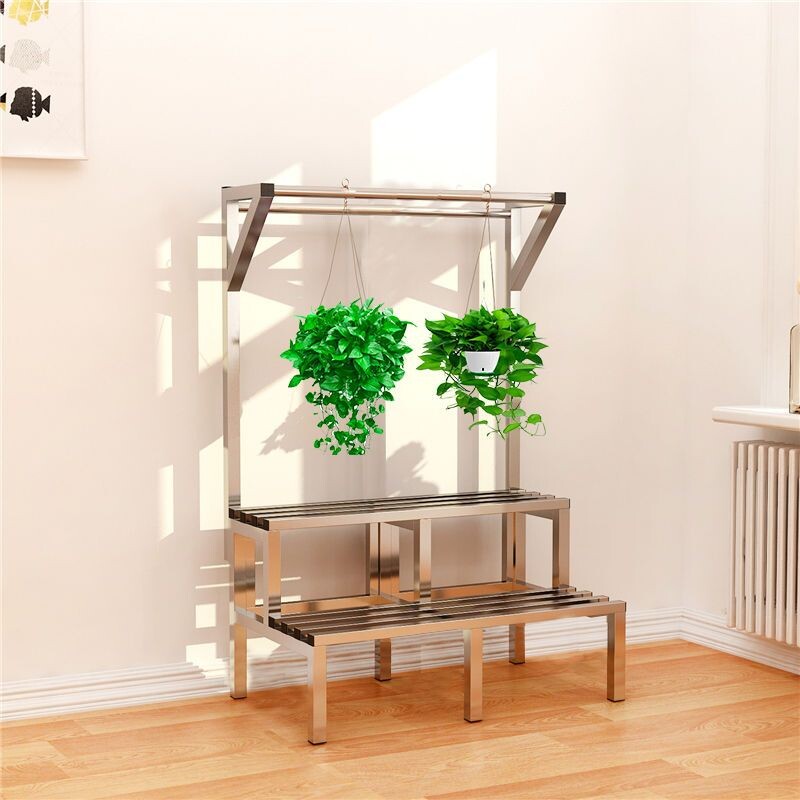 cc不锈钢花架加厚两层三层阶梯式清仓阳台户外高档落地式吊兰架