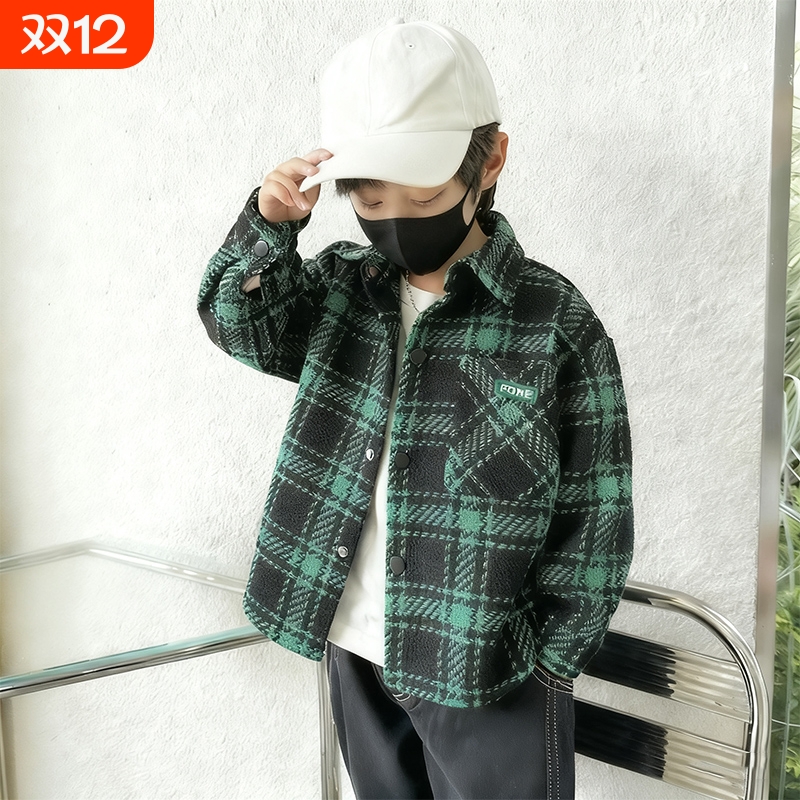 男童格子外套春秋款休闲夹克上衣