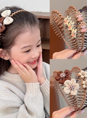 儿童发箍女童带齿防滑女孩2025新款发捆头窟发卡头饰宝宝咖色头箍