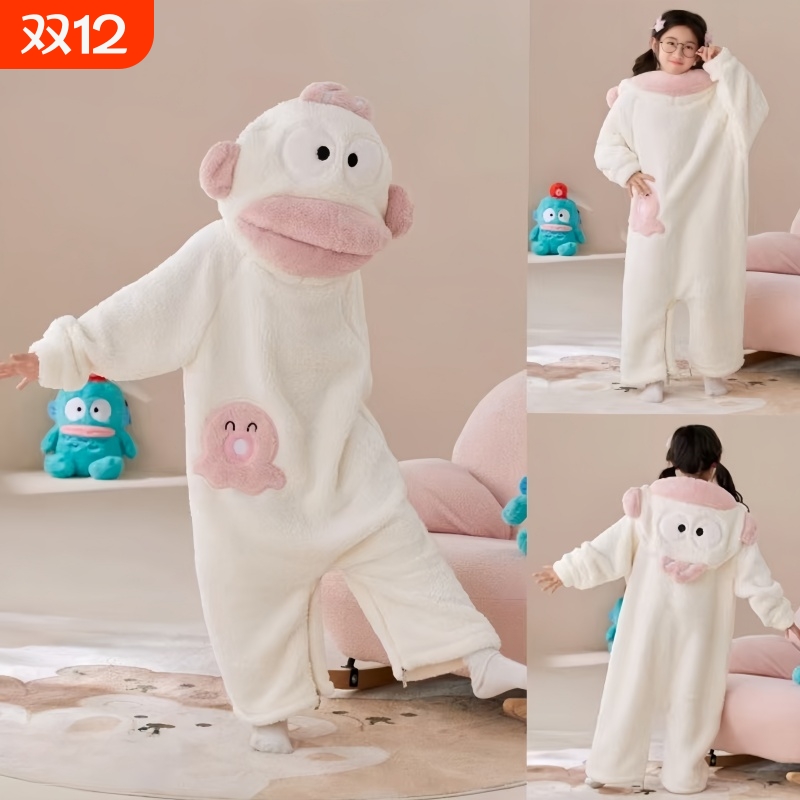 白色丑鱼儿童连体睡衣秋冬季