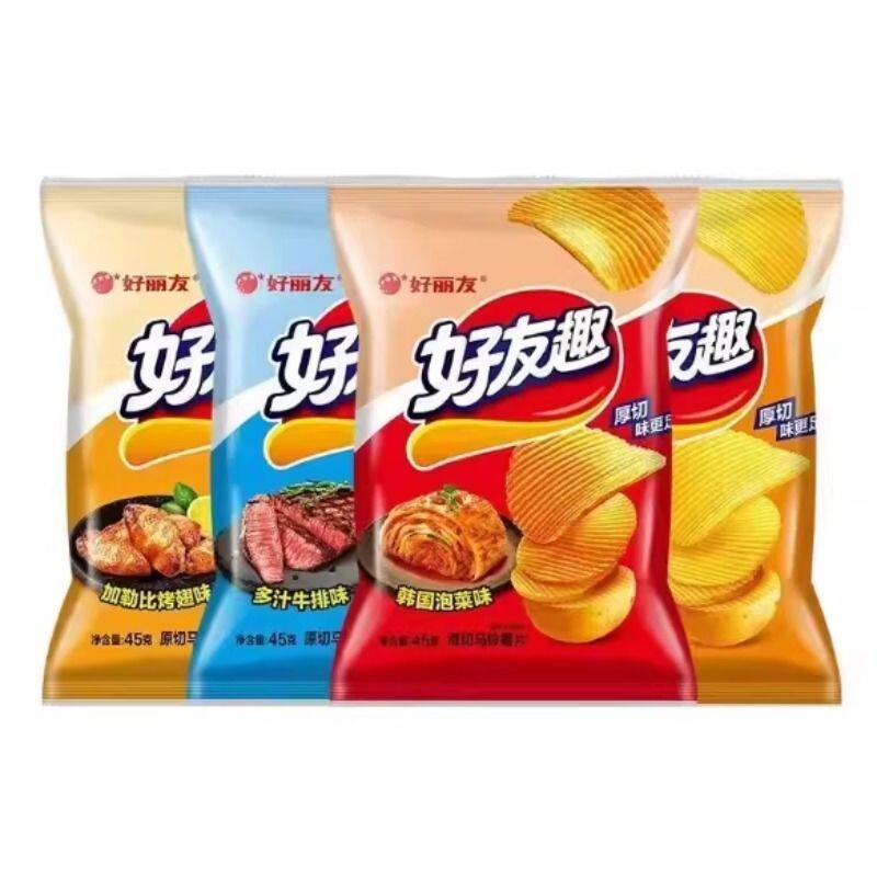 好丽友好友趣薯片韩国泡菜味45g休闲零食大凹凸厚切好有趣蜂蜜