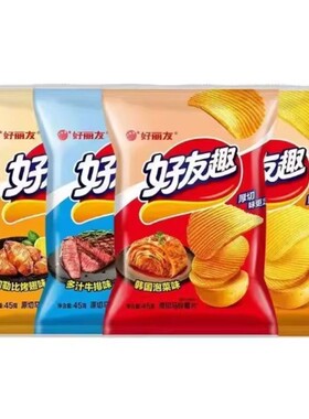 好丽友好友趣薯片韩国泡菜味45g休闲零食大凹凸厚切好有趣蜂蜜