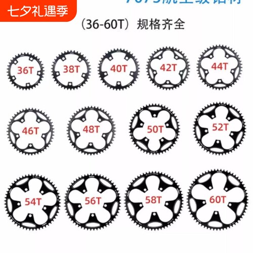 公路车五爪110/130BCD-36T42T50T60T正负齿盘片改装单速牙盘