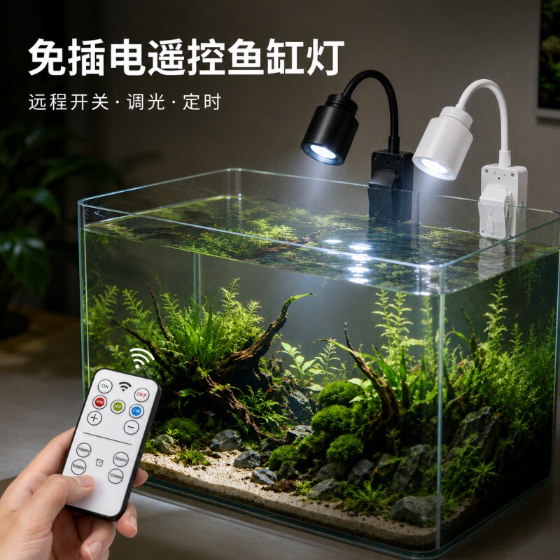 充电鱼缸灯遥控免插电南美射灯缸灯水草水族观赏灯照明led补光灯图片