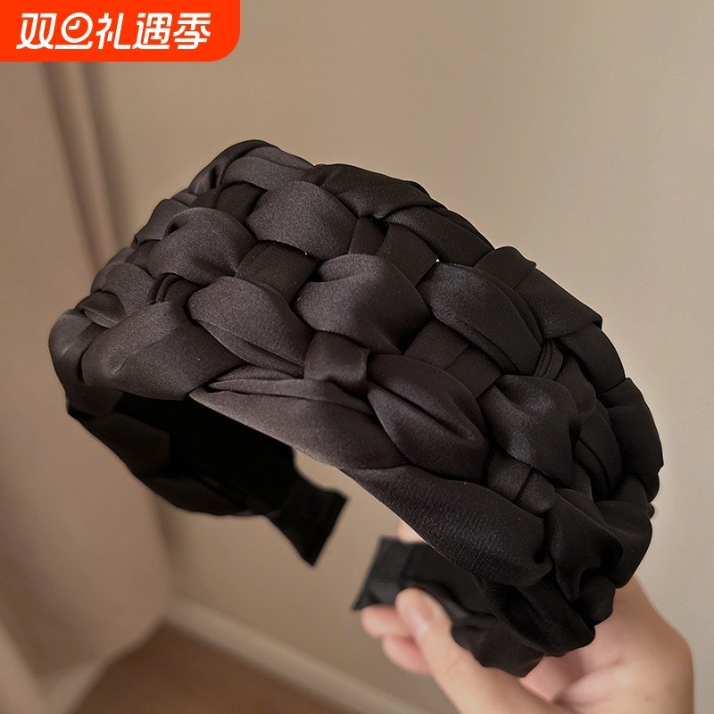 谢娜同款加宽编制黑色发箍女宽边刘海一体遮白发神器高颅顶显脸小