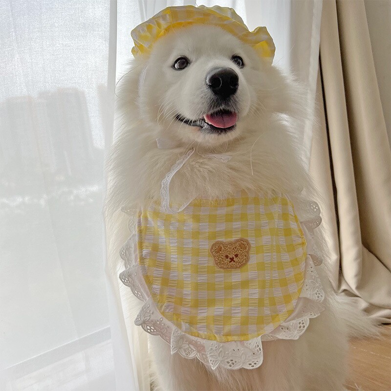 耶耶要春游口水巾小中大型犬萨摩比熊金毛围脖围巾狗狗领结饰品