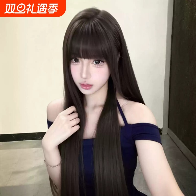 黑长直假发全头套女齐刘海自然日常黑色富江漫画假发套高温丝发丝