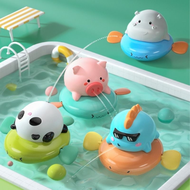 宝宝洗澡玩具儿童戏水小猪骑飞鱼