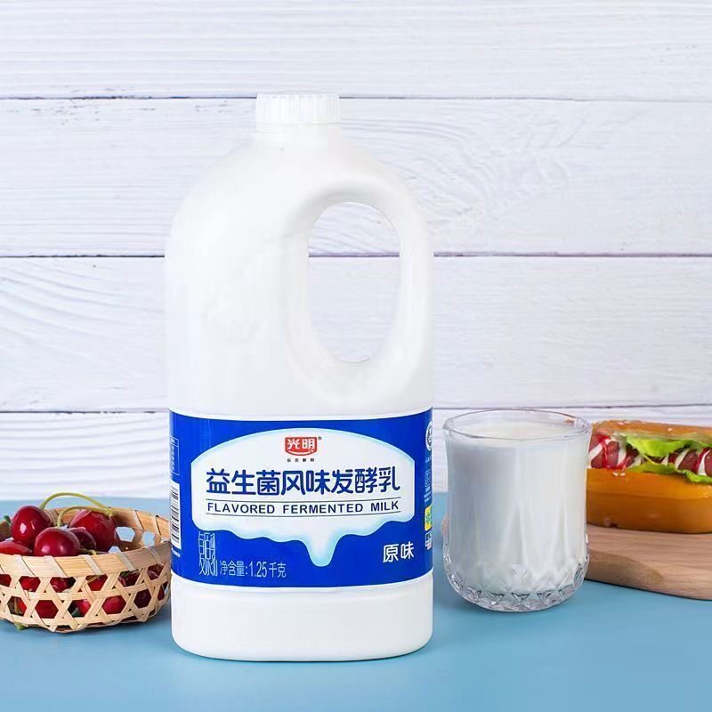 光明桶装原味酸奶1.25kg菌种活菌发酵商用水果捞低温干酪牛奶瓶装图片