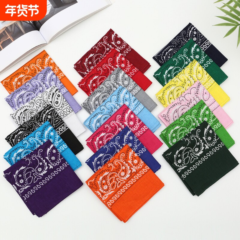 53cm男女通用纯棉头巾多功能装饰方巾蝴蝶结腰带全棉柔软薄款手帕