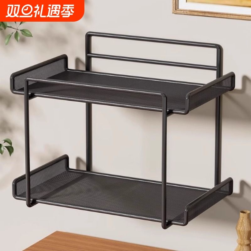 免打孔路由器放置架挂墙wifi收纳盒子电视机顶盒壁挂托架双层单层