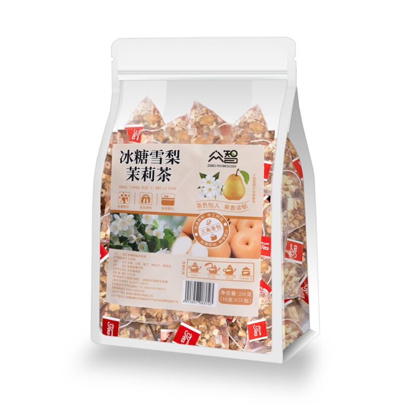 冰糖茉莉雪梨茶茉莉干花雪梨干冲饮水果茶包适合女生喝的养生茶