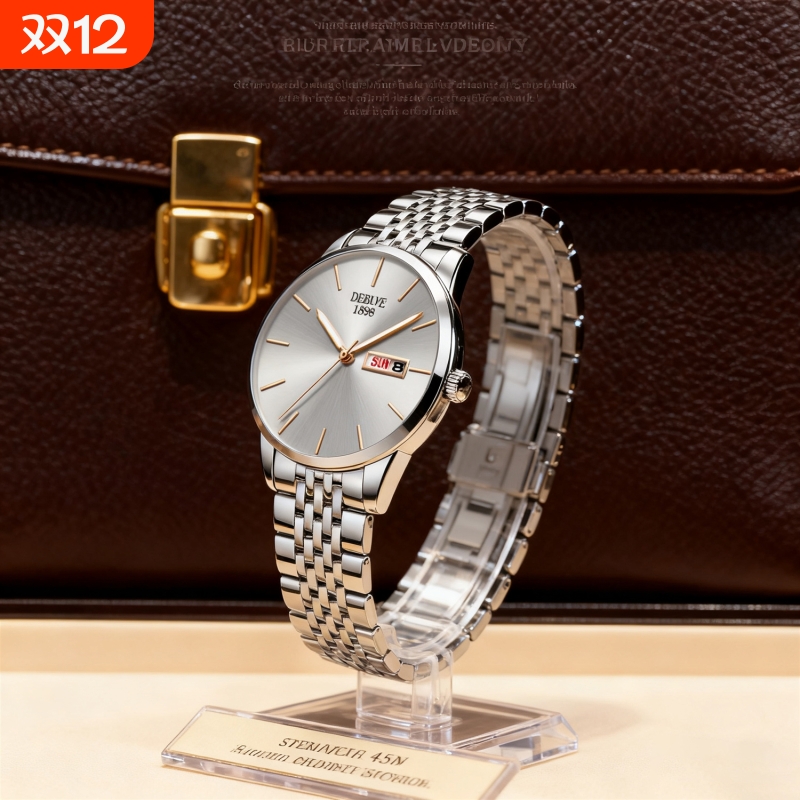 手表男款机械风全自动防水高级感全自动男表数字双日历防水腕表男