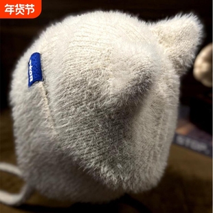 毛线帽子女款秋冬季保暖可爱针织帽2025新款时尚冷帽包头棉帽独特