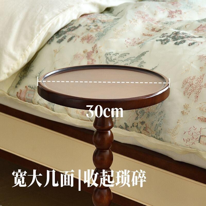 美式实木床头柜简约现代迷你小圆桌卧室小型沙发边几角几茶几桌子