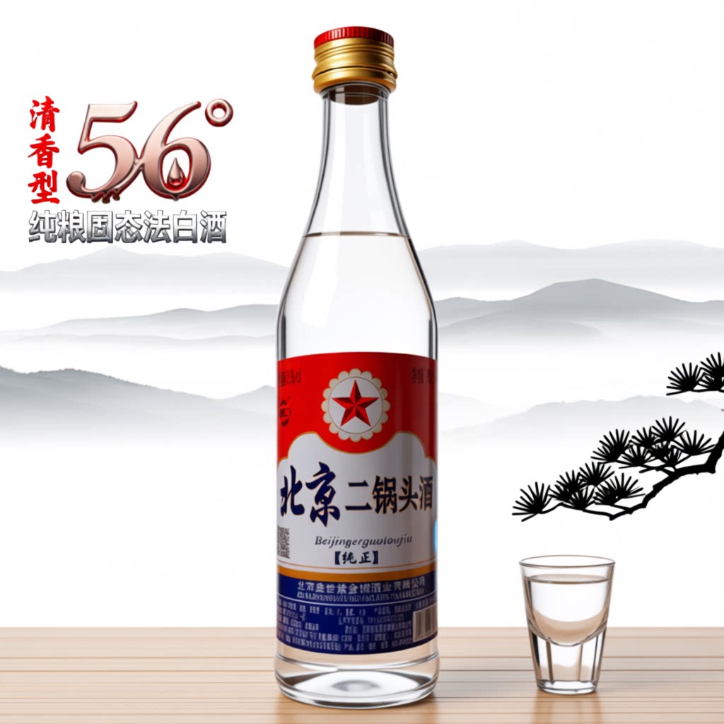 北京二锅头酒56度清香型500ml纯粮食酒高度白酒纯正口粮酒泡药酒