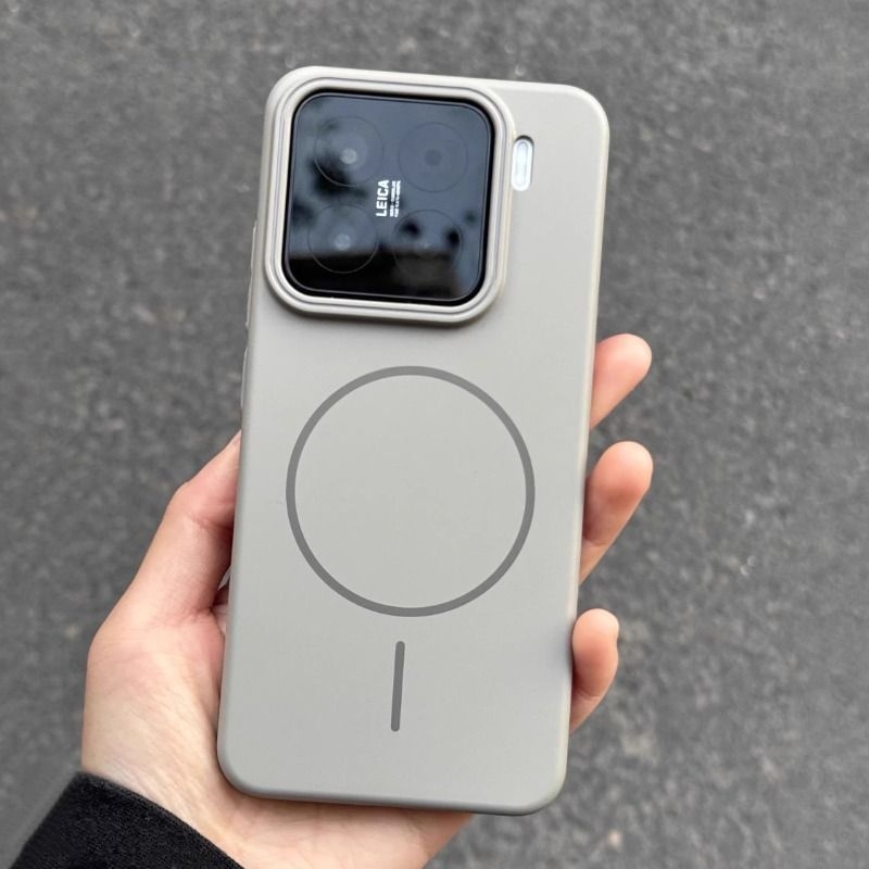 同款钛灰色强磁吸小米适用充电15手机壳15pro磨砂高级水泥灰14/13商务奢华K80超薄Note亚克力硬civi5Pro外套7