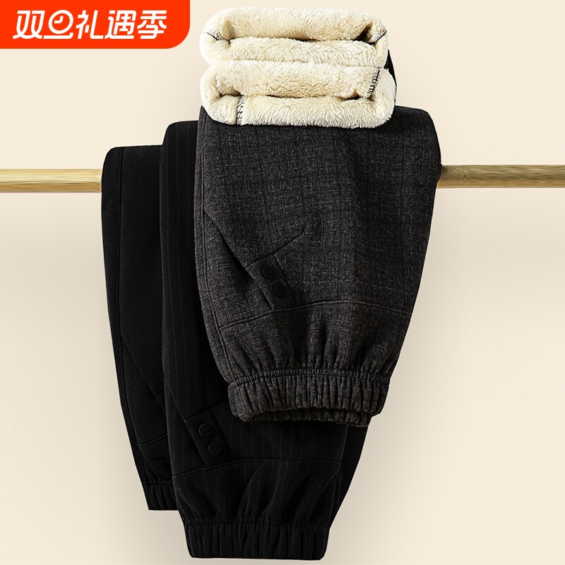 妈妈冬季加绒裤子中老年人女裤奶奶装冬装加厚保暖棉裤新款羊羔绒