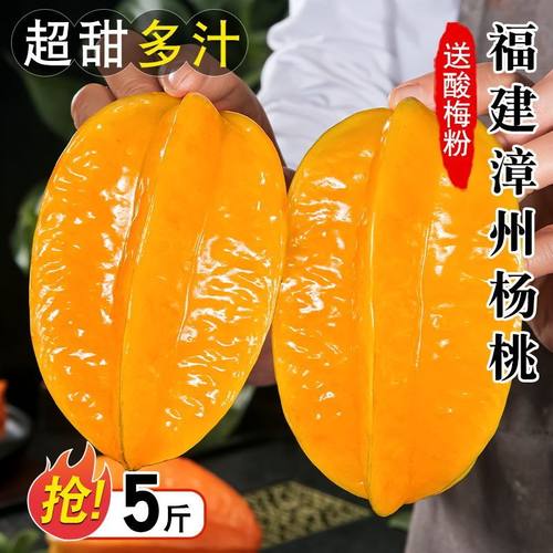 福建漳州当季杨桃新鲜水果5斤整箱现摘鲜果红龙扬桃五角星阳桃