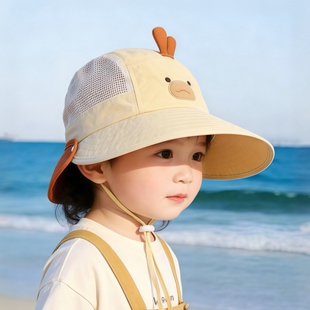 焦下焦宝宝帽子夏季薄款小月龄渔夫帽儿童防晒帽新生婴儿遮阳可爱