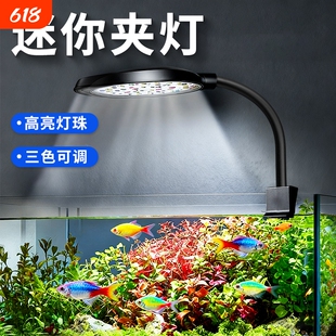 鱼缸迷你夹灯缸全光谱爆藻防水小鱼缸照明灯专用led水草灯灯光
