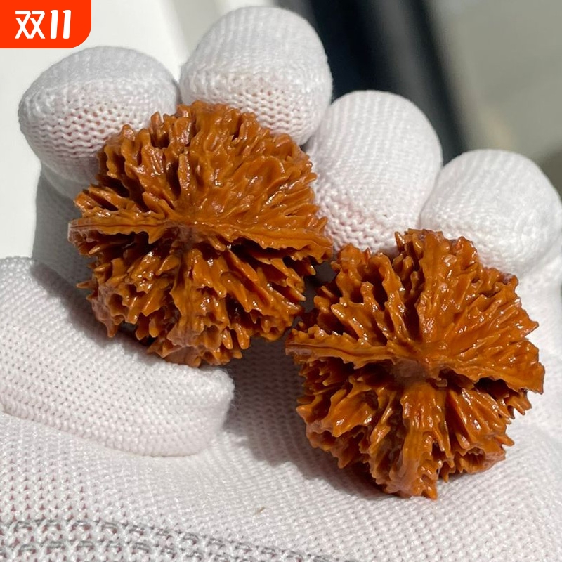 菊花大灯笼麻核桃型正配对好陕西秦岭文玩粗筋矮桩手把件元宝铁球