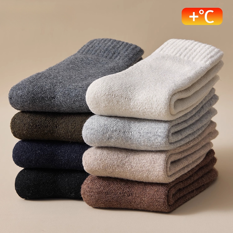 加厚加绒保暖毛圈防寒中筒袜