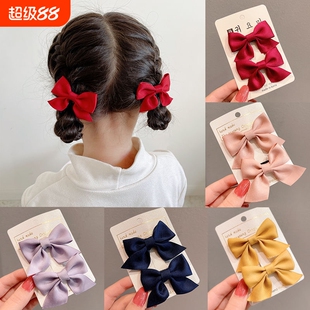 儿童头饰蝴蝶结发夹可爱公主小女孩发饰红色女童网红夹子宝宝发卡
