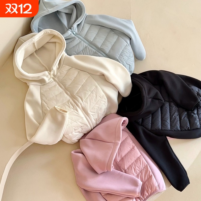 秋冬季男女儿童小孩连帽羽绒服外套中大童卫衣保暖上短款保暖新款