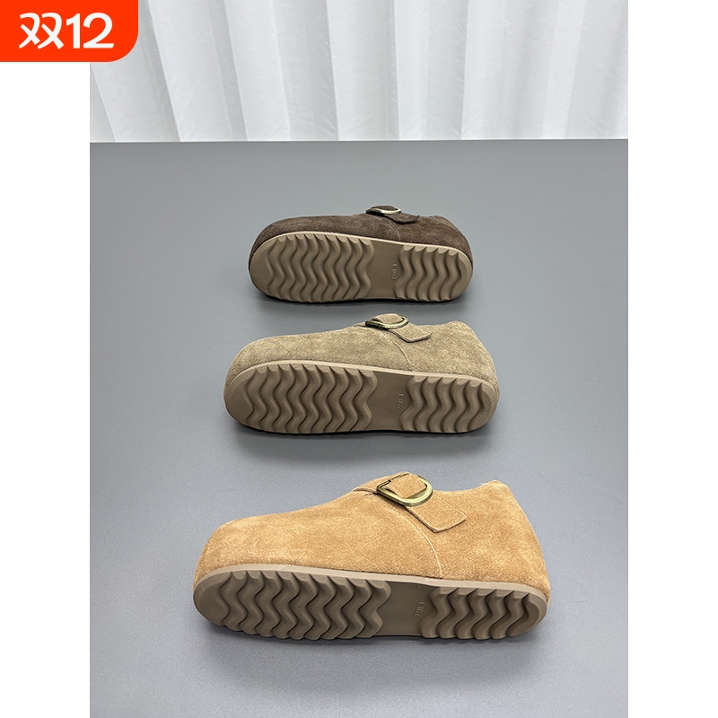 真皮羊毛加绒勃肯鞋女2025冬季新款内增高厚底加厚保暖棉鞋潮毛绒