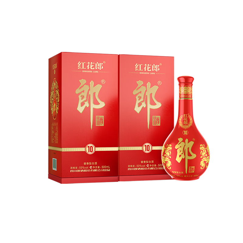 郎酒 红花郎十 53度酱香型白酒 500ml*2瓶 新老版本随机,酒类,白酒/调香白酒,淘宝优惠券,粉丝福利购,淘宝优惠卷