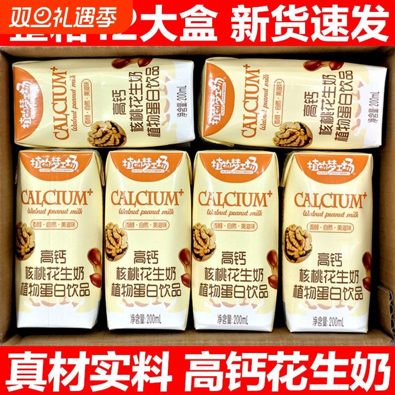 高钙核桃花生奶早餐植物蛋白饮品学生宿舍中老年风味饮料整箱批发