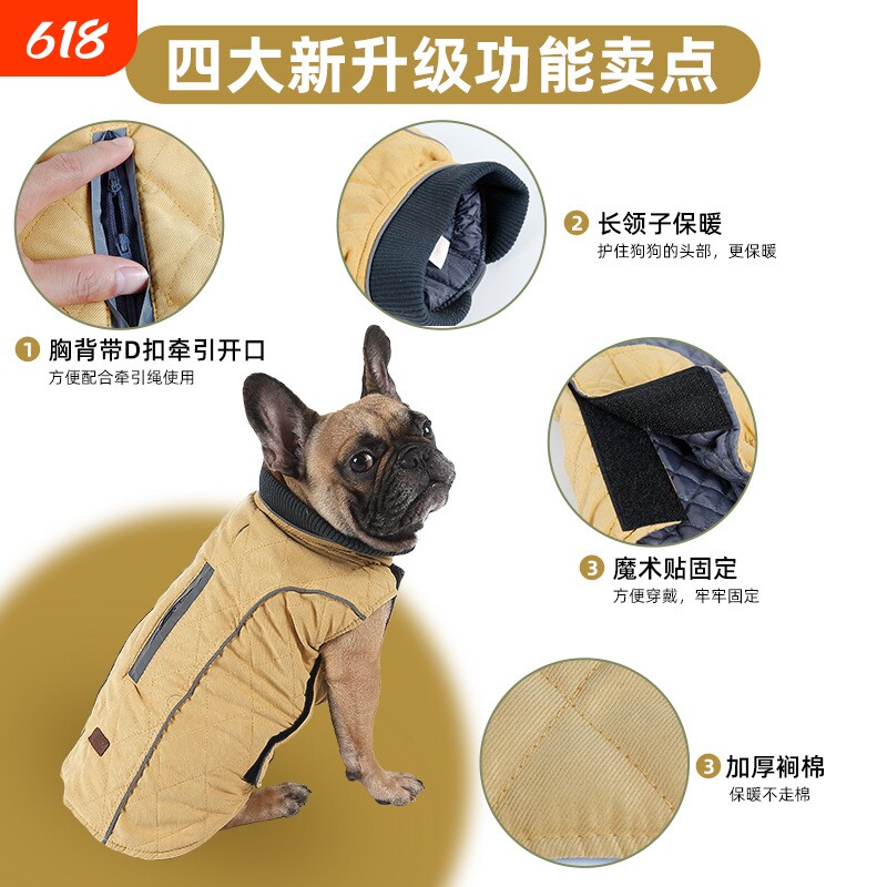 亚马逊热销新款狗狗户外保暖服装复古风格保暖宠物衣服秋冬款服饰