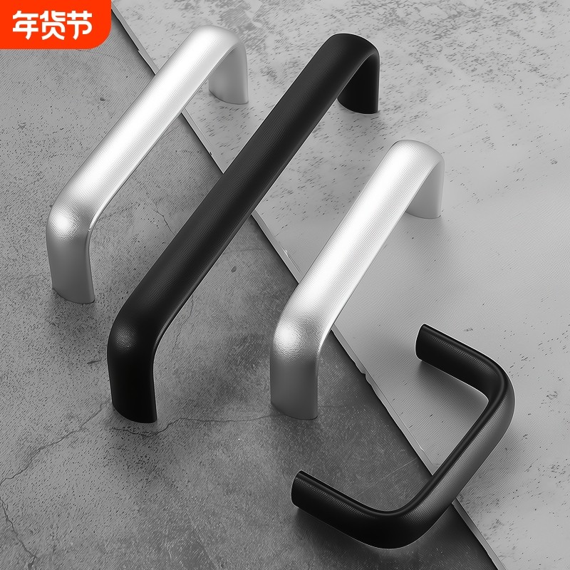 设备柜门抽屉小拉手LS516铝合金椭圆机柜手柄1U型机箱门把手孔距