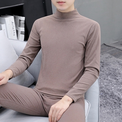 红豆秋衣秋裤套装男款青年磨毛发热德绒保暖内衣男士秋冬季圆领打