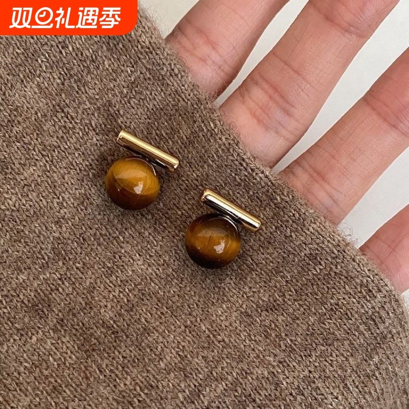 美拉德棕色落叶耳夹女小众高级感轻奢无耳洞耳环气质百搭秋冬耳饰