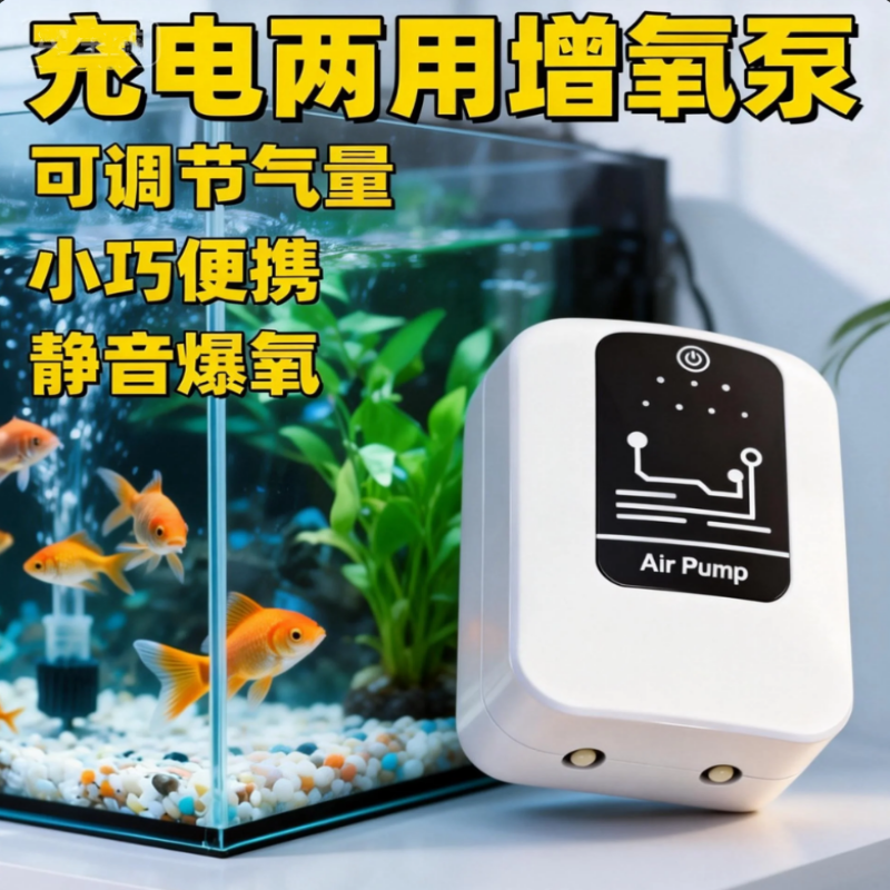 usb便携氧气泵增氧泵家用养鱼车载充插两用氧机户外野钓锂电无线