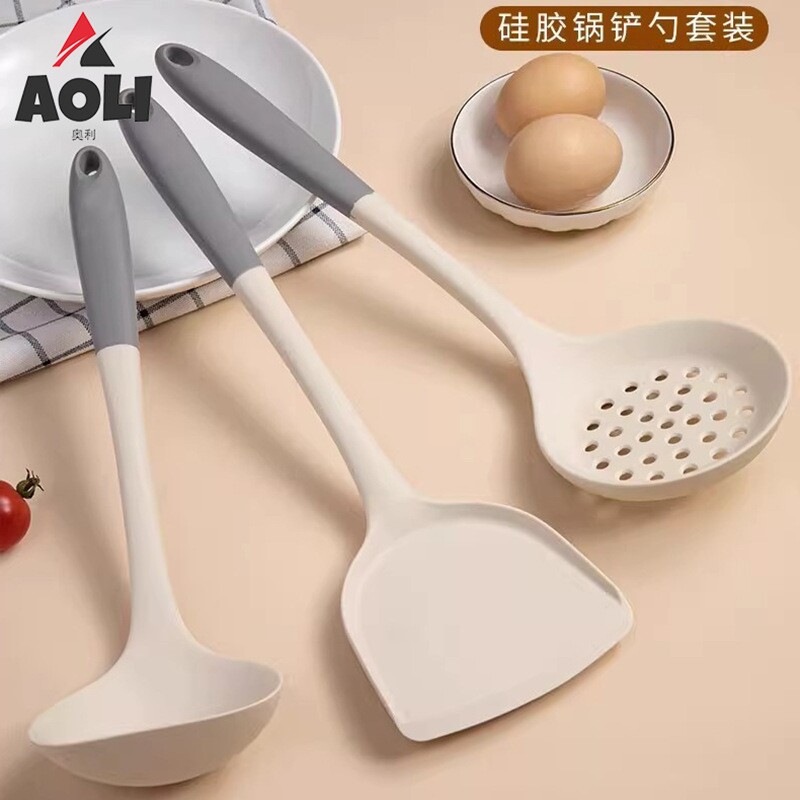 拼色硅胶锅铲汤勺家用不粘锅铲勺耐高温食品级炒菜铲子厨房中华铲