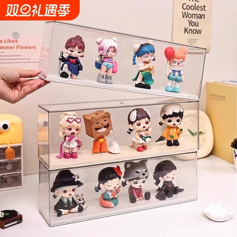 亚克力盲盒展示架家用桌面防尘手办展示柜透明盒子积木摆件收纳盒