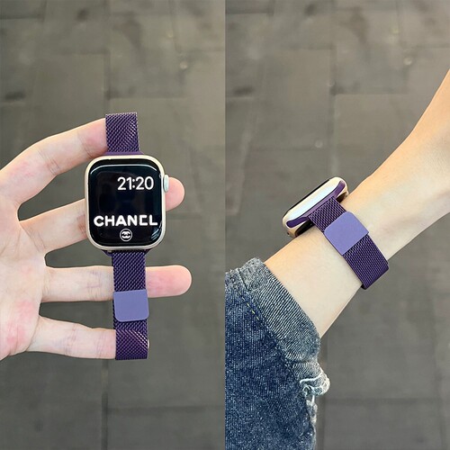 新款适用苹果磁吸细版表带iwatch10/S11凉感米兰尼斯金属iwatch9手表表带S8透气男女运动applewatchS7/SE夏天