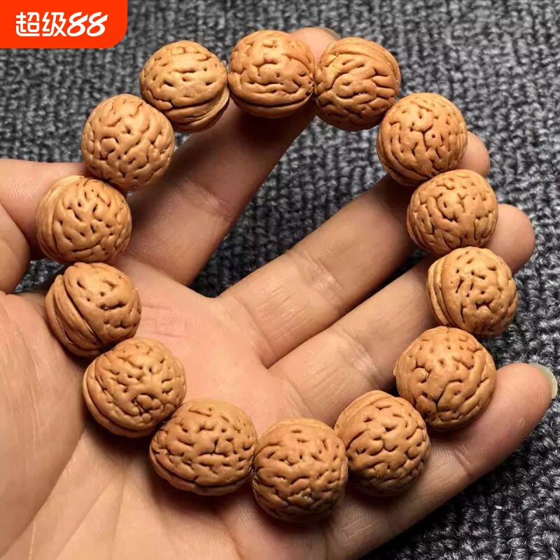 桃胡手串天然野生精品脑纹桃核龙纹矮桩密纹脑纹桃核男女手持