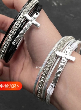 复古皮质vintage古着饰品手链女小众亚文化配饰摇滚甜酷废土手饰